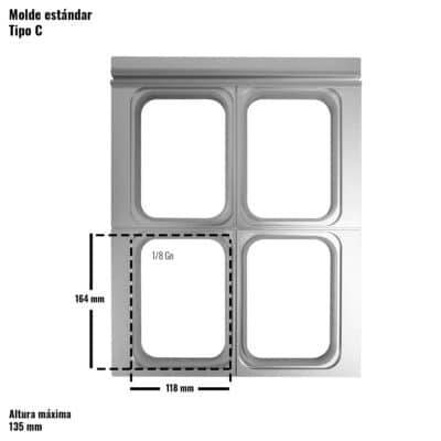Molde normalizado para 4 tabuleiros de 1/8Gn para o Bützmann BT-5